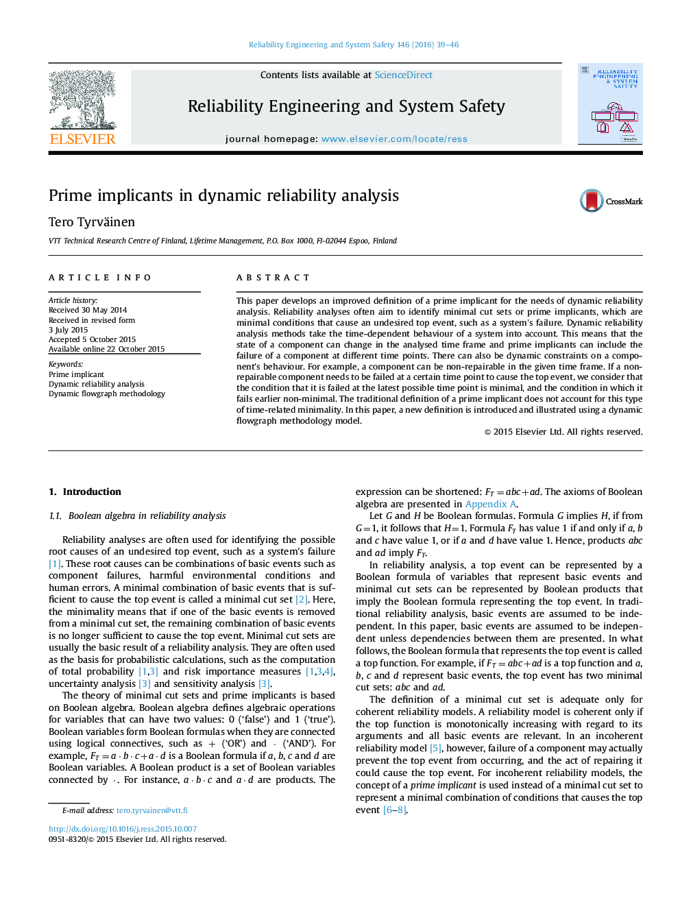 Prime implicants in dynamic reliability analysis