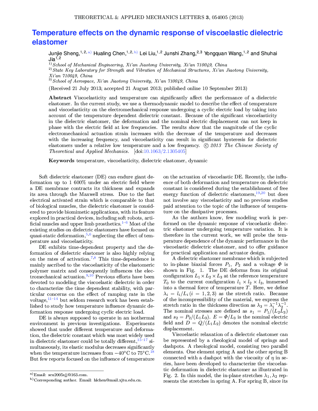 Temperature effects on the dynamic response of viscoelastic dielectric elastomer