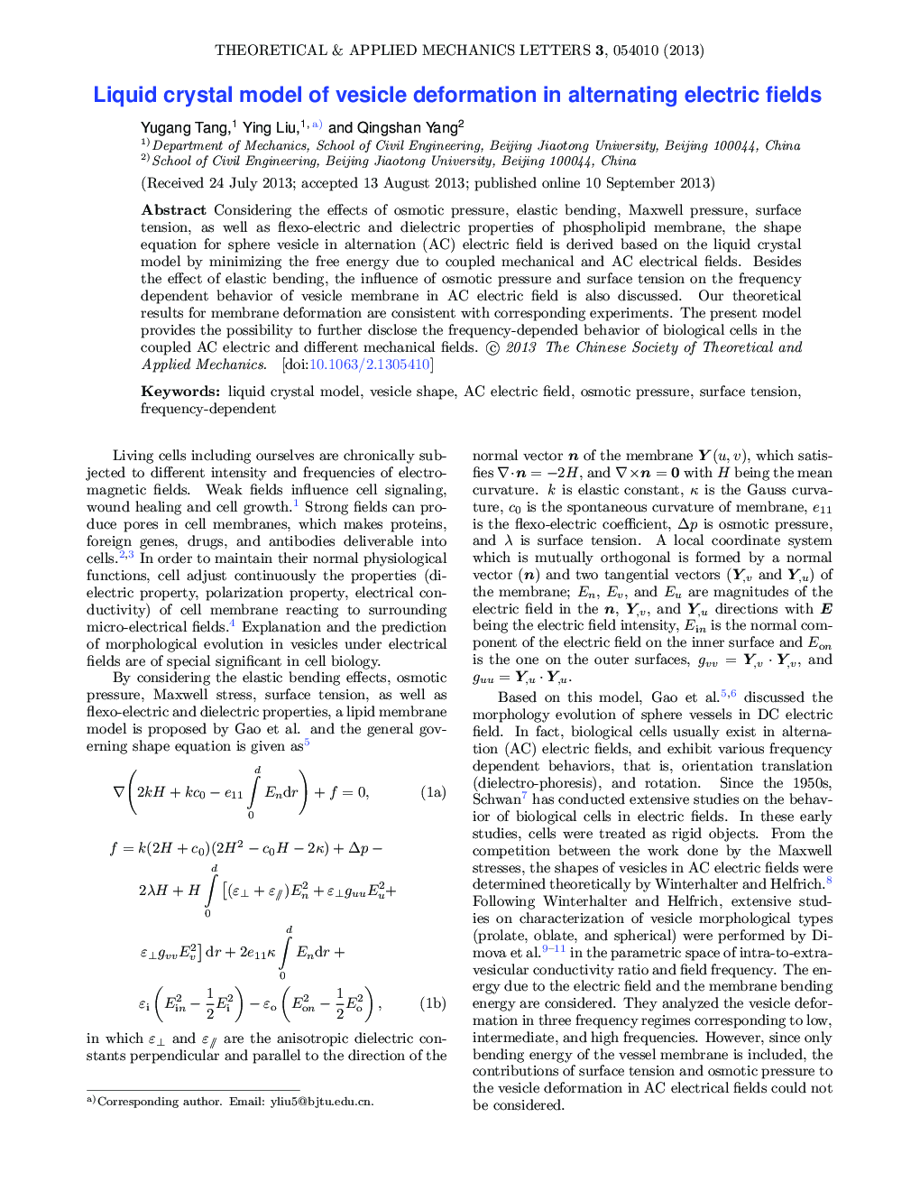 Liquid crystal model of vesicle deformation in alternating electric fields