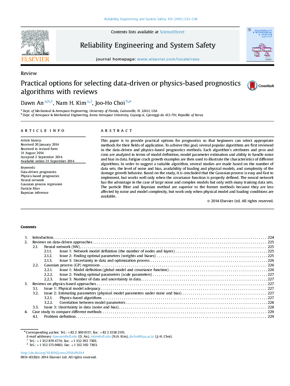 Practical options for selecting data-driven or physics-based prognostics algorithms with reviews