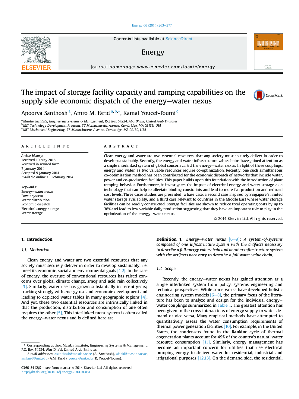 تأثیر ظرفیت ذخیره سازی و توانایی های رمپینگ در جهت عرضه اقتصادی ارتباطات انرژی و آب 