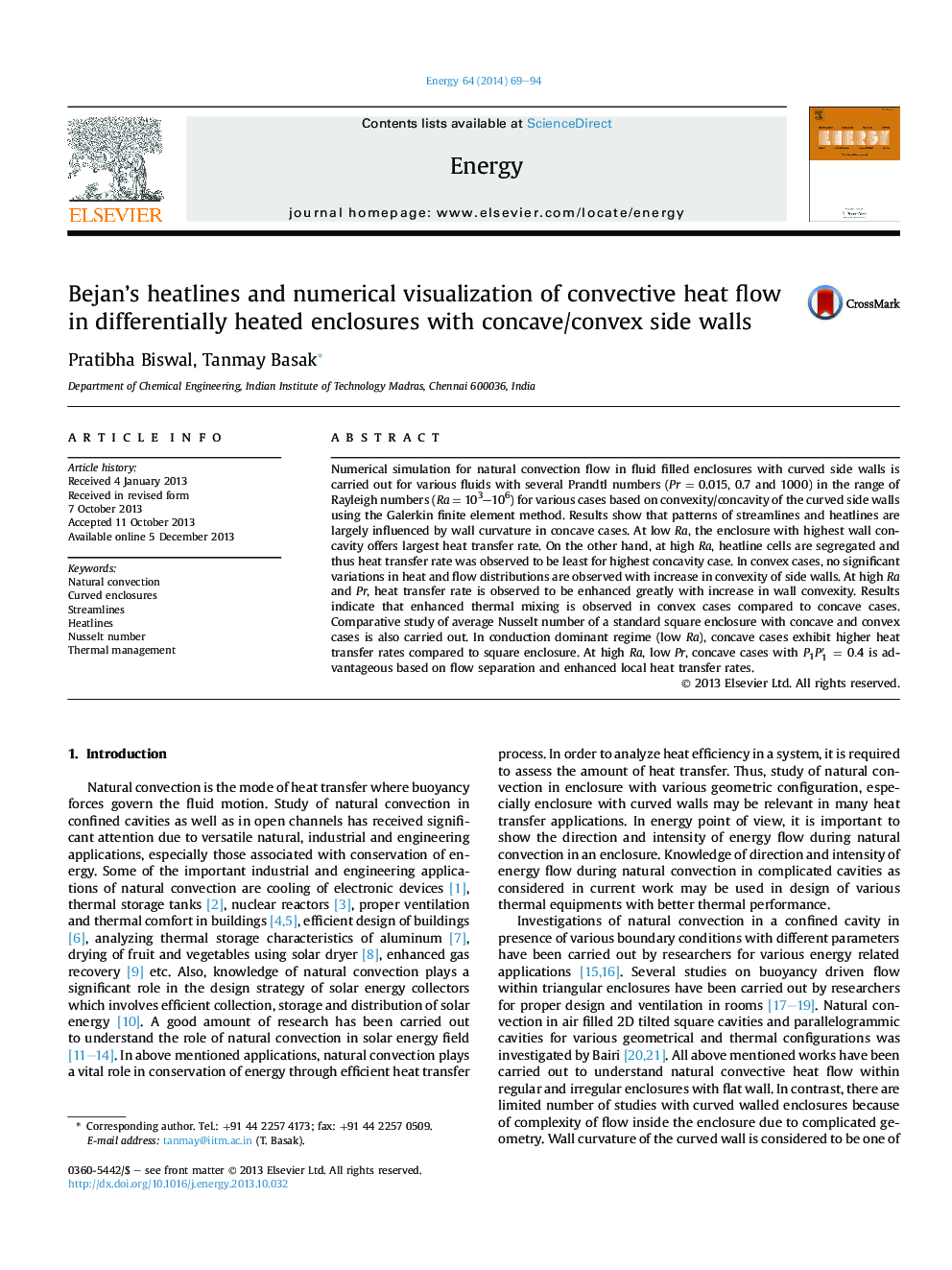 Bejan's heatlines and numerical visualization of convective heat flow in differentially heated enclosures with concave/convex side walls