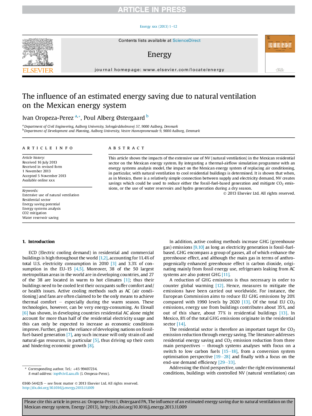 The influence of an estimated energy saving due to natural ventilation on the Mexican energy system