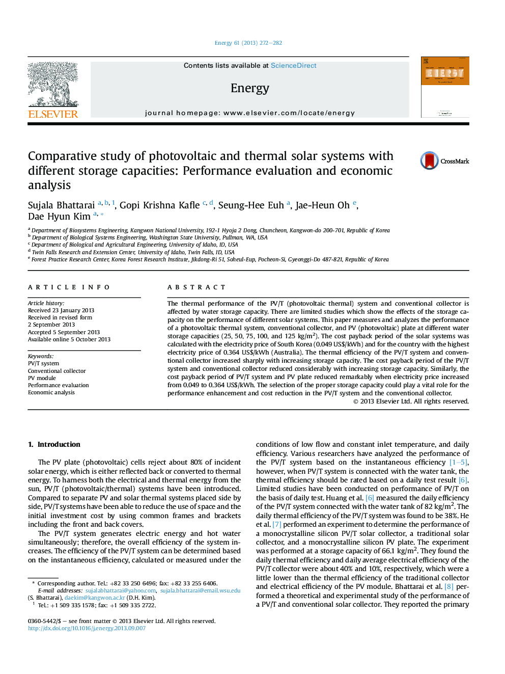بررسی مقایسه ای سیستم های خورشیدی فتوولتائیک و حرارتی با ظرفیت های مختلف ذخیره سازی: ارزیابی عملکرد و تحلیل اقتصادی 