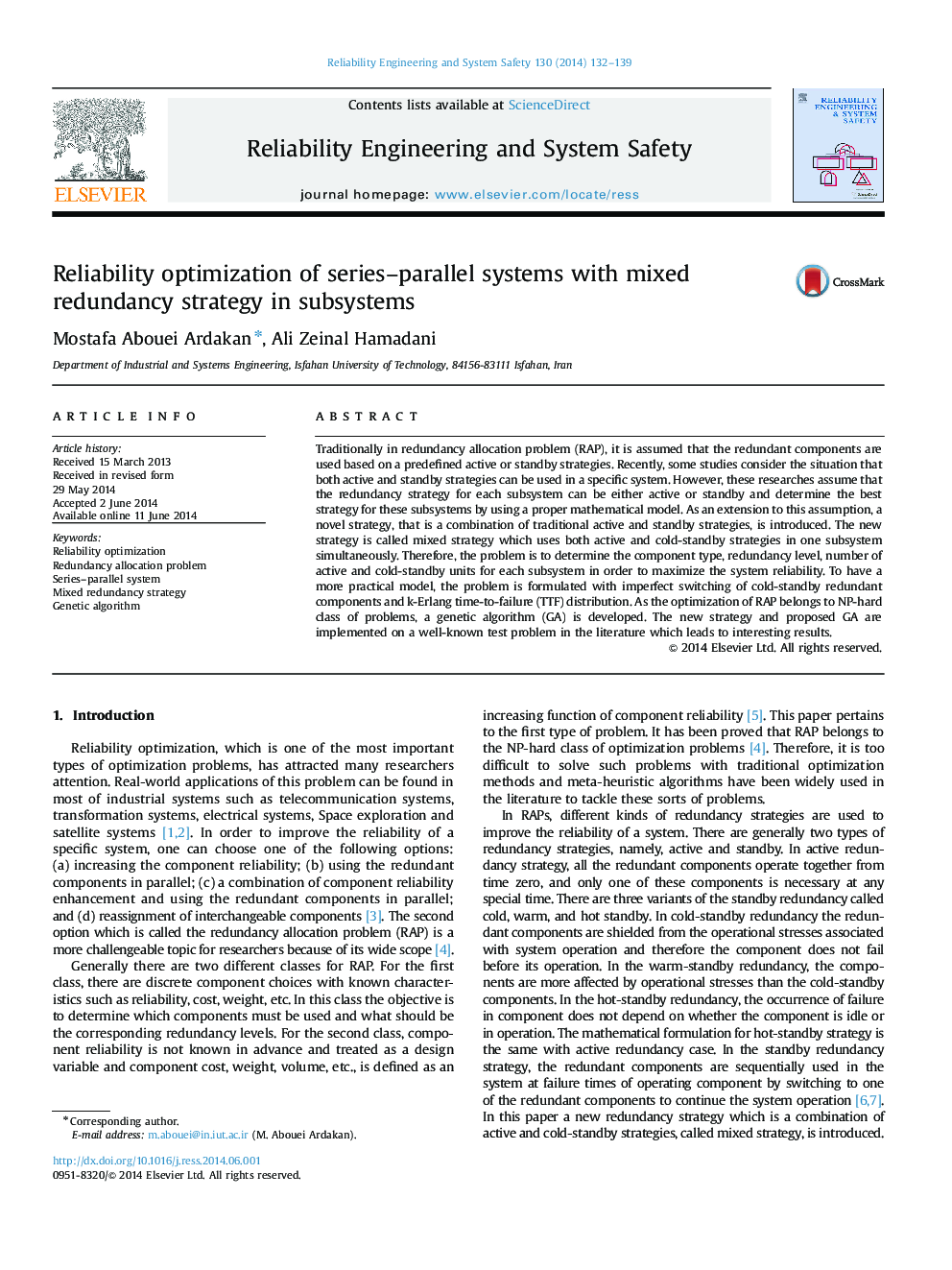 Reliability optimization of series–parallel systems with mixed redundancy strategy in subsystems