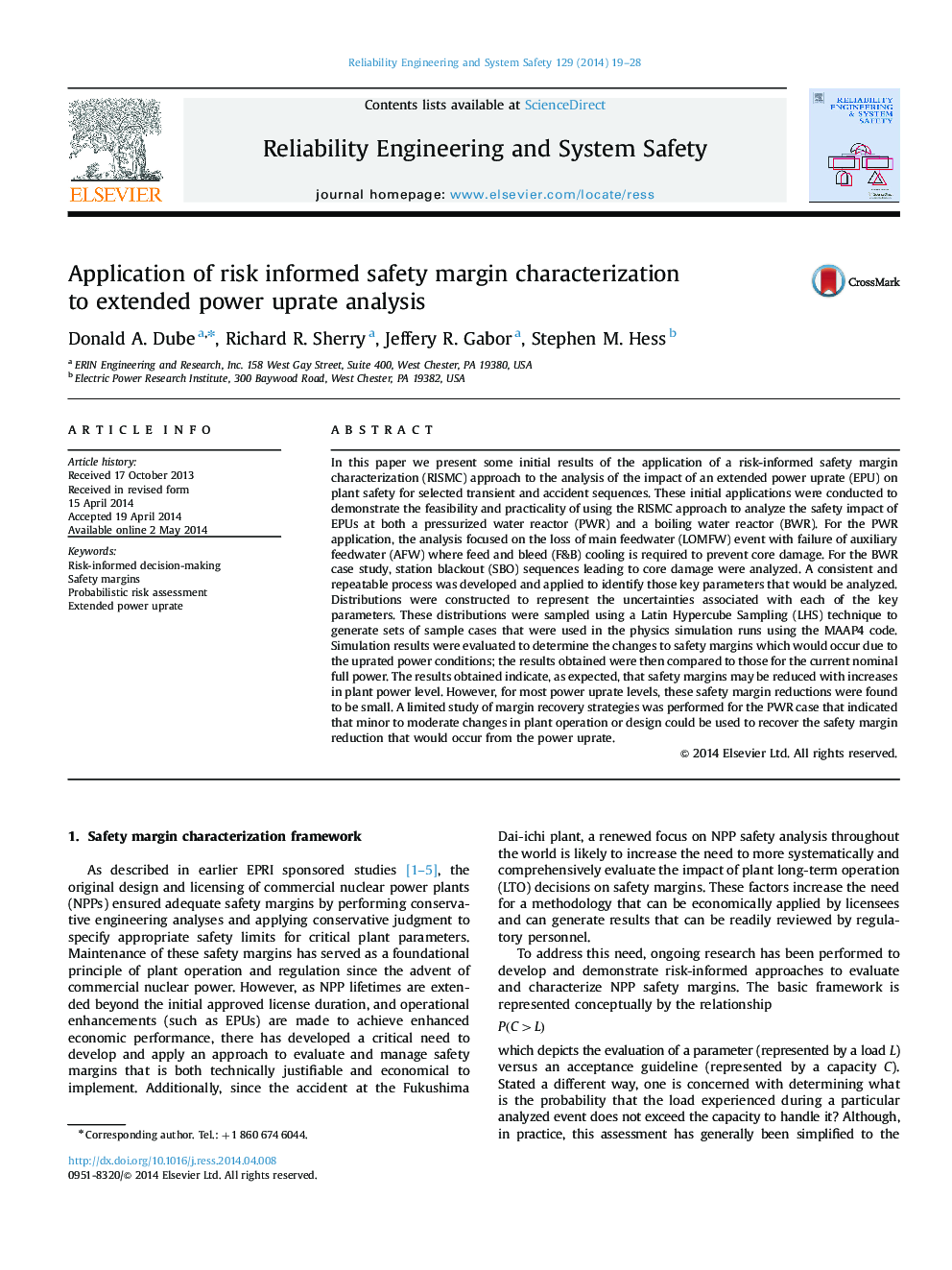Application of risk informed safety margin characterization to extended power uprate analysis