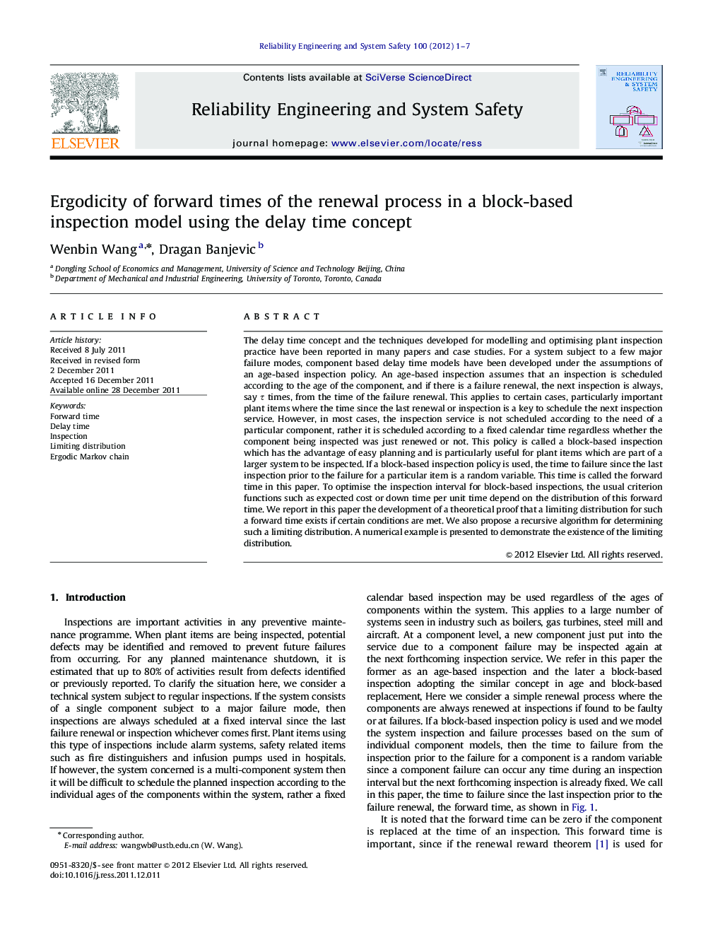 Ergodicity of forward times of the renewal process in a block-based inspection model using the delay time concept