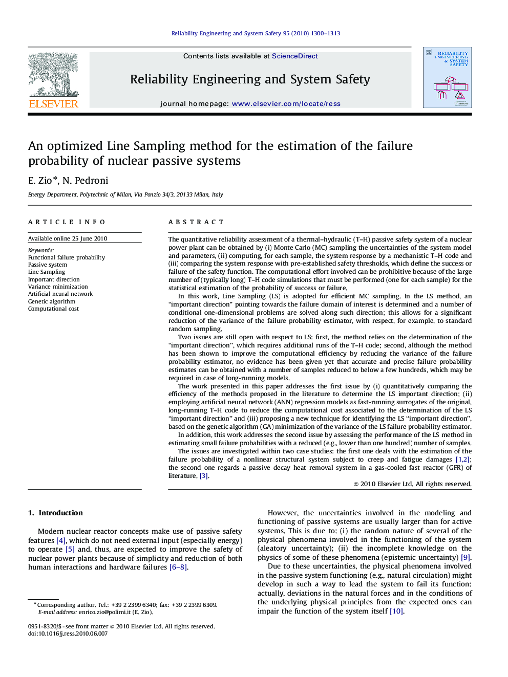 An optimized Line Sampling method for the estimation of the failure probability of nuclear passive systems