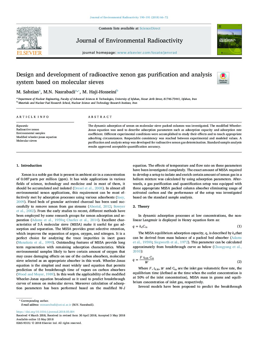 Design and development of radioactive xenon gas purification and analysis system based on molecular sieves