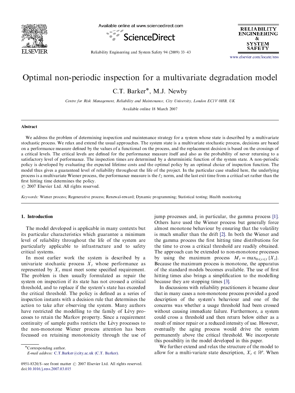 Optimal non-periodic inspection for a multivariate degradation model