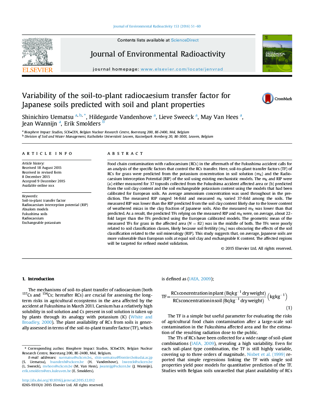 Variability of the soil-to-plant radiocaesium transfer factor for Japanese soils predicted with soil and plant properties