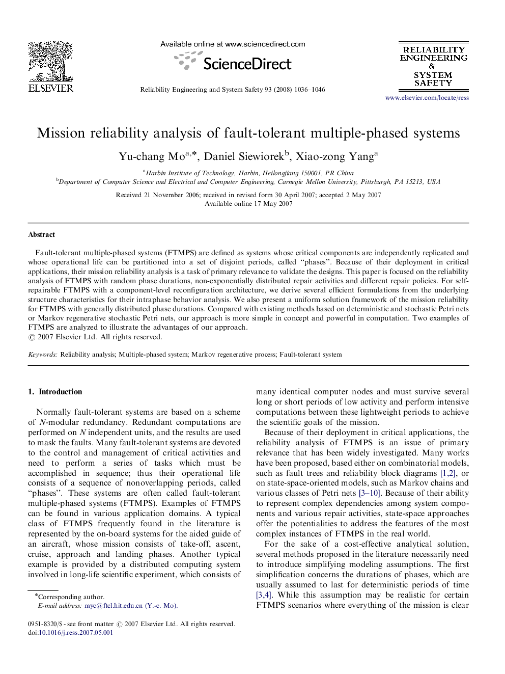 Mission reliability analysis of fault-tolerant multiple-phased systems