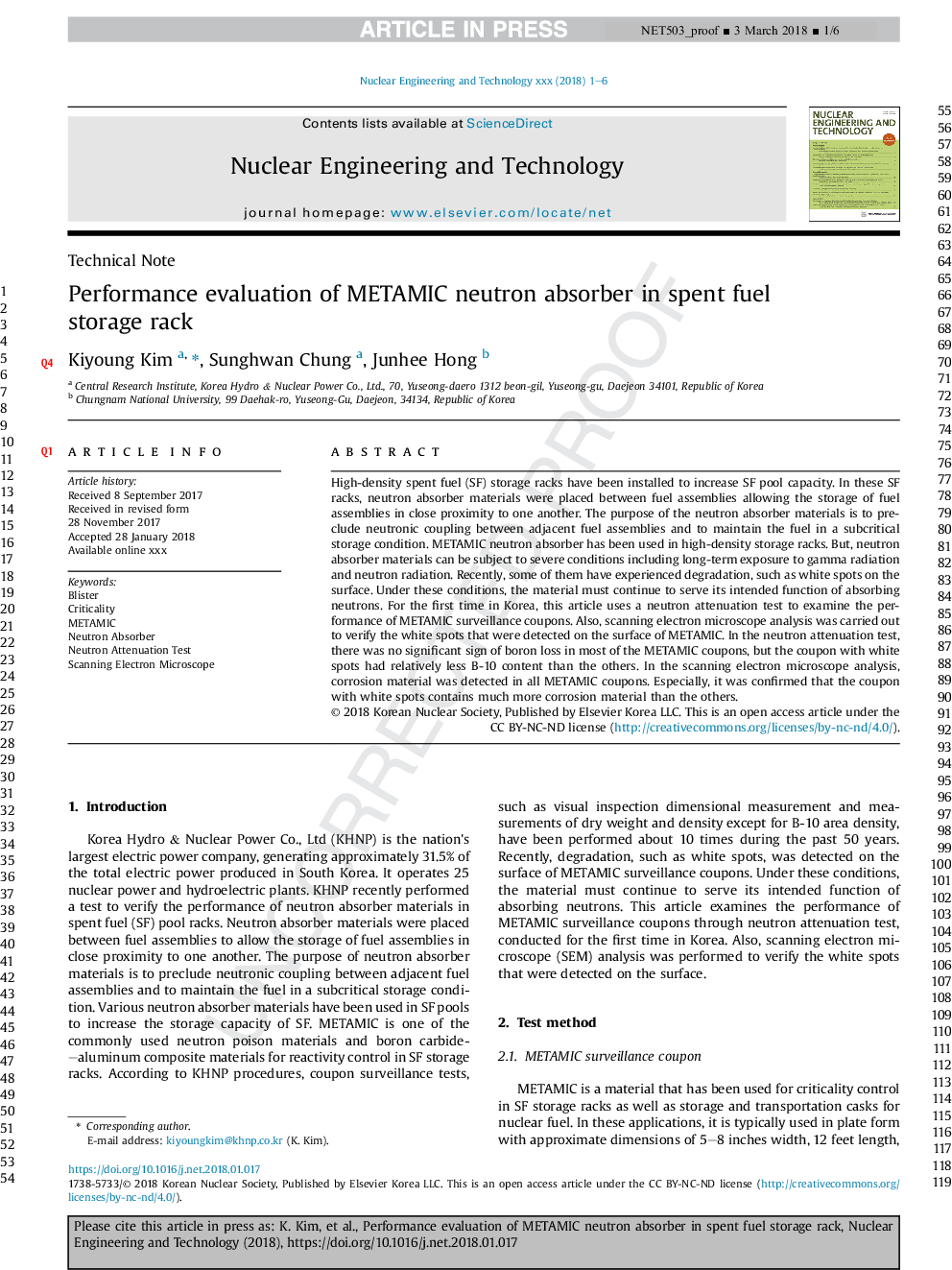 Performance evaluation of METAMIC neutron absorber in spent fuel storage rack