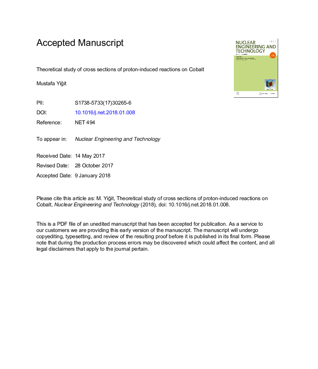 Theoretical study of cross sections of proton-induced reactions on cobalt