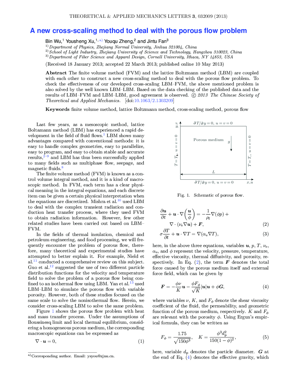 عکس صفحه اول مقاله: A new cross-scaling method to deal with the porous flow problem A new cross-scaling method to deal with the porous flow problem
