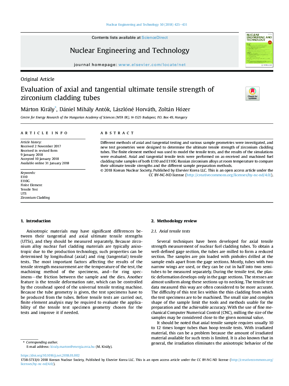 Evaluation of axial and tangential ultimate tensile strength of zirconium cladding tubes