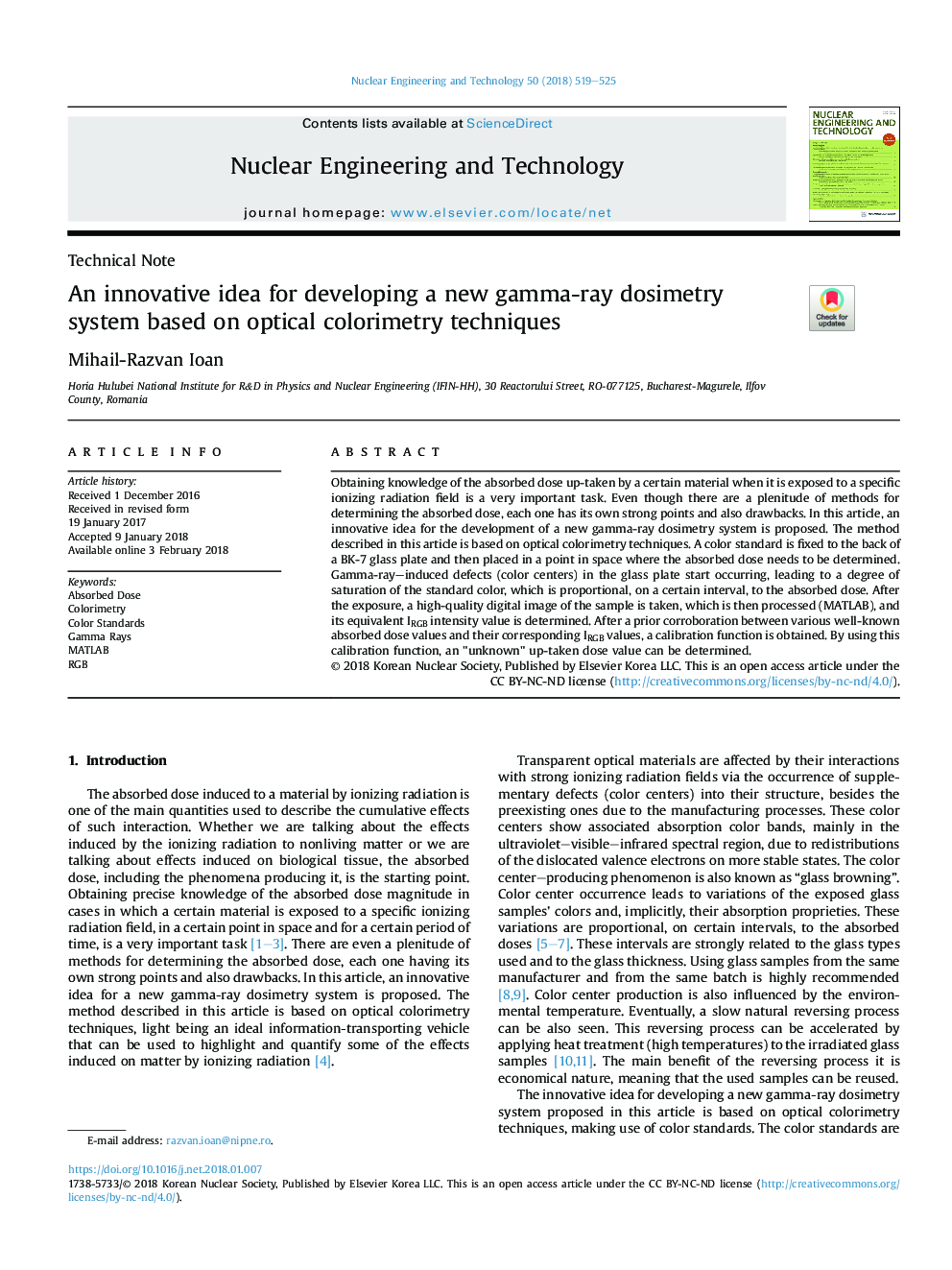 An innovative idea for developing a new gamma-ray dosimetry system based on optical colorimetry techniques