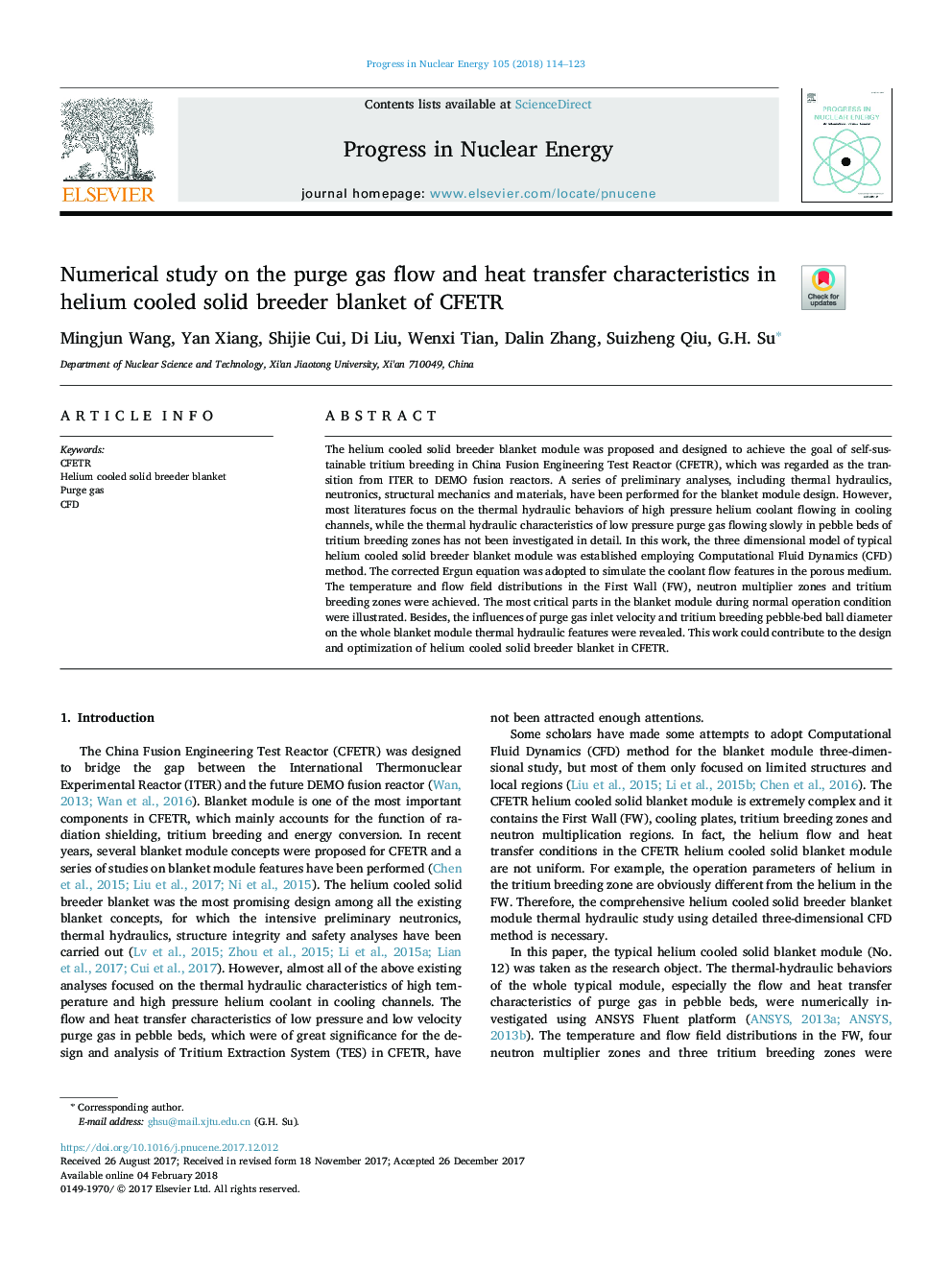 Numerical study on the purge gas flow and heat transfer characteristics in helium cooled solid breeder blanket of CFETR