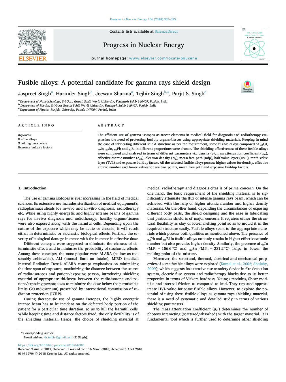 Fusible alloys: A potential candidate for gamma rays shield design