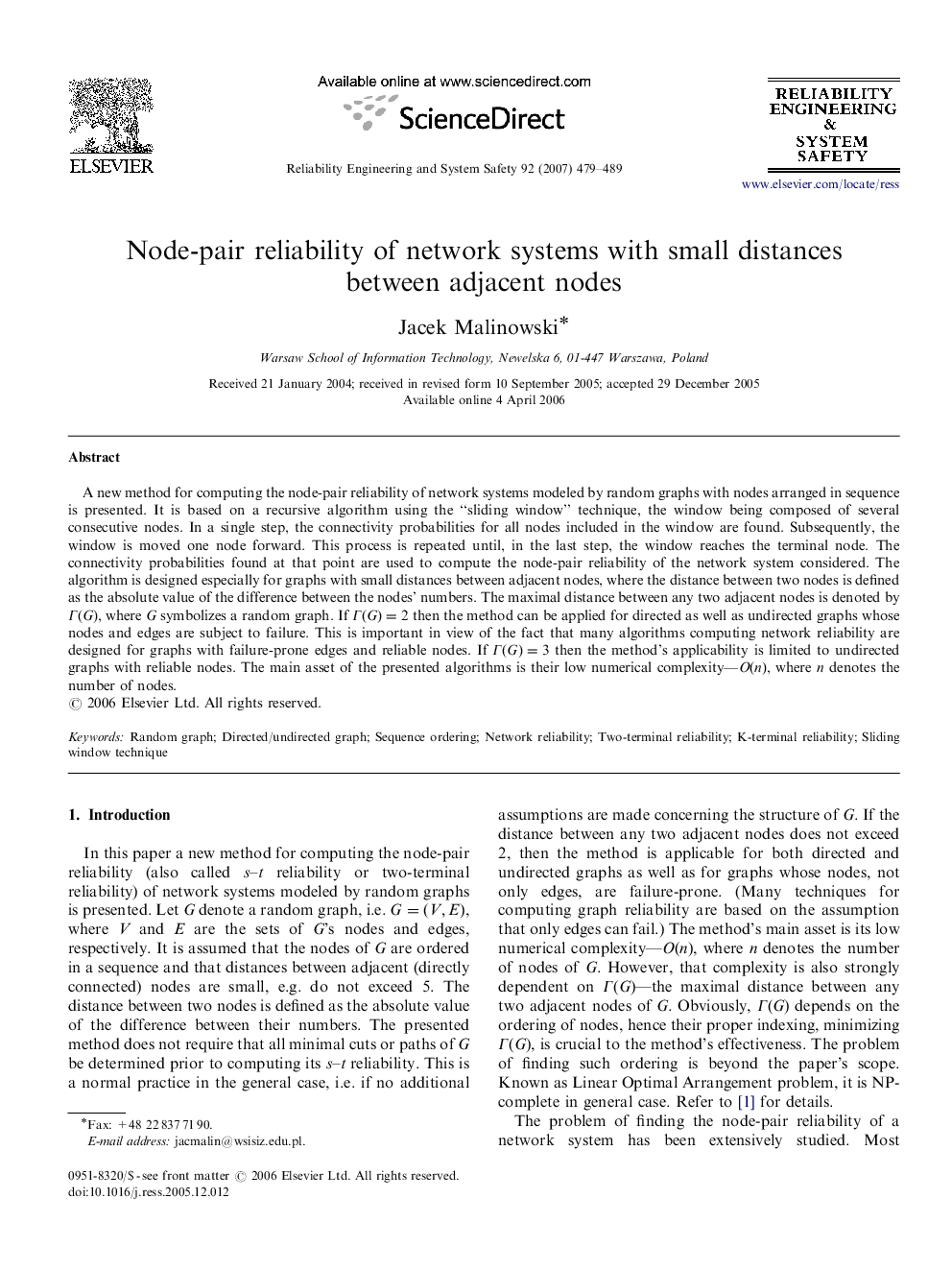 Node-pair reliability of network systems with small distances between adjacent nodes