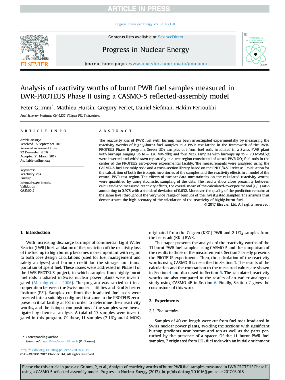 Analysis of reactivity worths of burnt PWR fuel samples measured in LWR-PROTEUS Phase II using a CASMO-5 reflected-assembly model