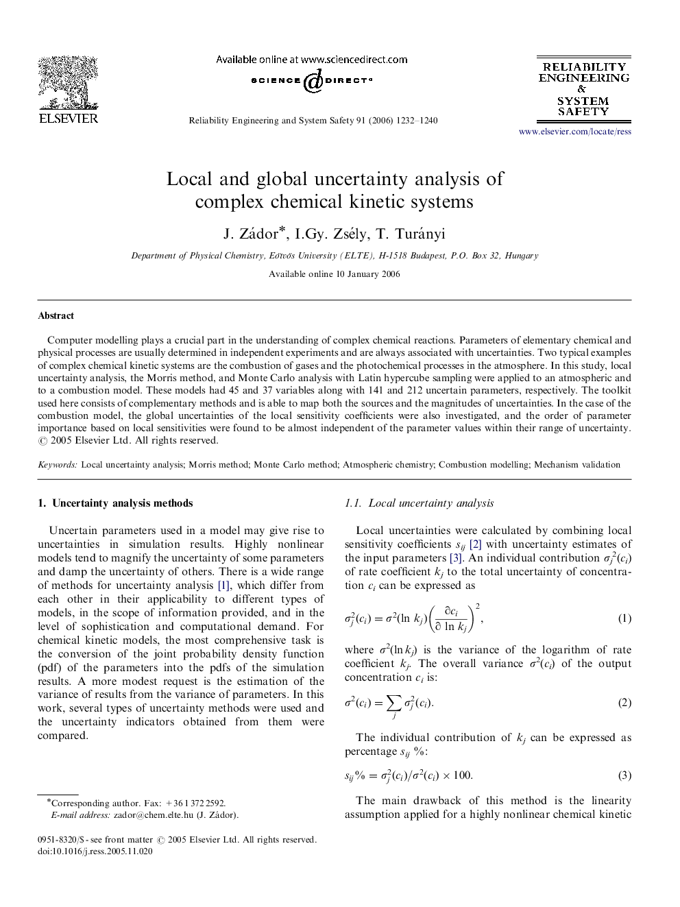 Local and global uncertainty analysis of complex chemical kinetic systems