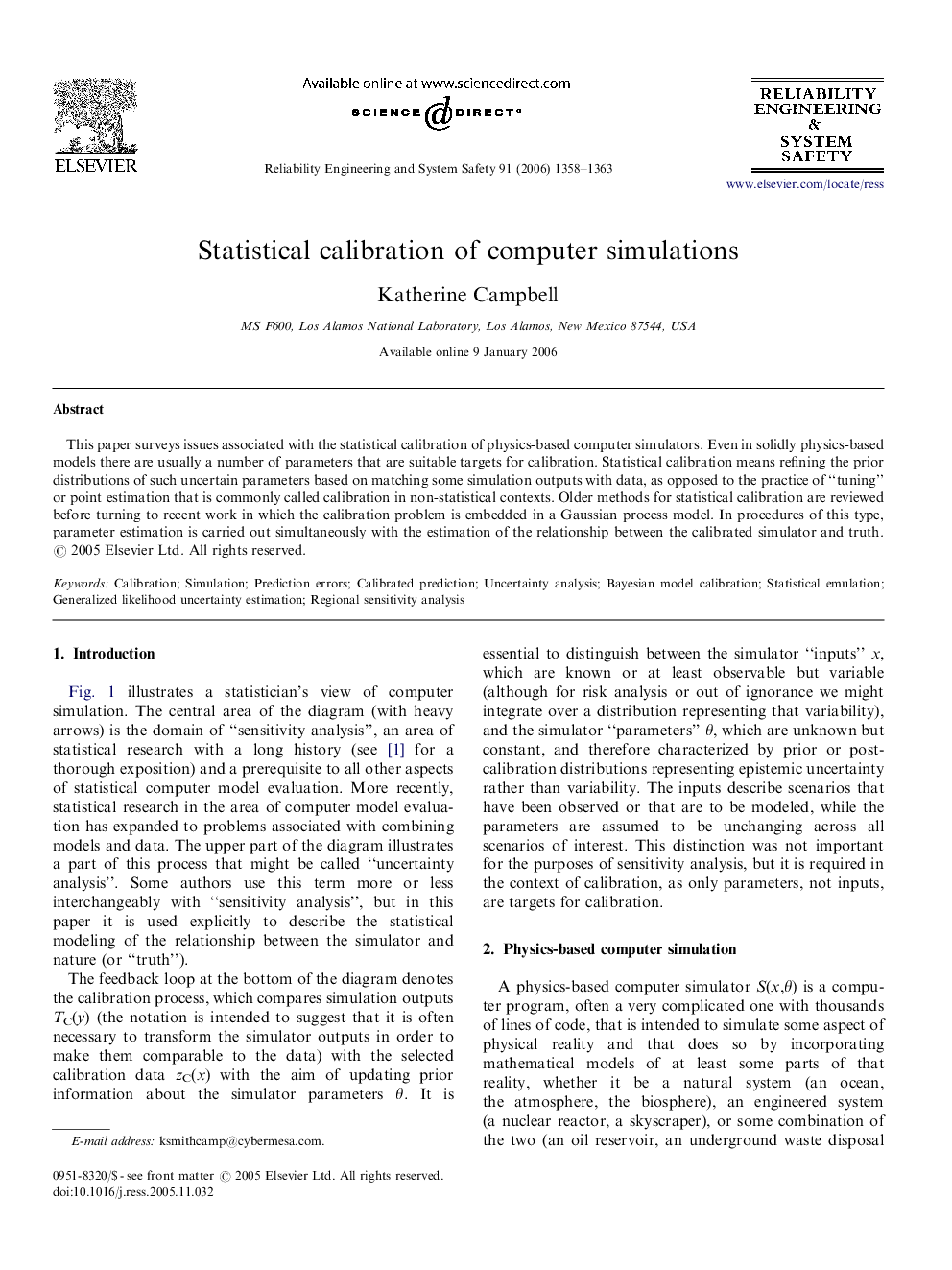 Statistical calibration of computer simulations