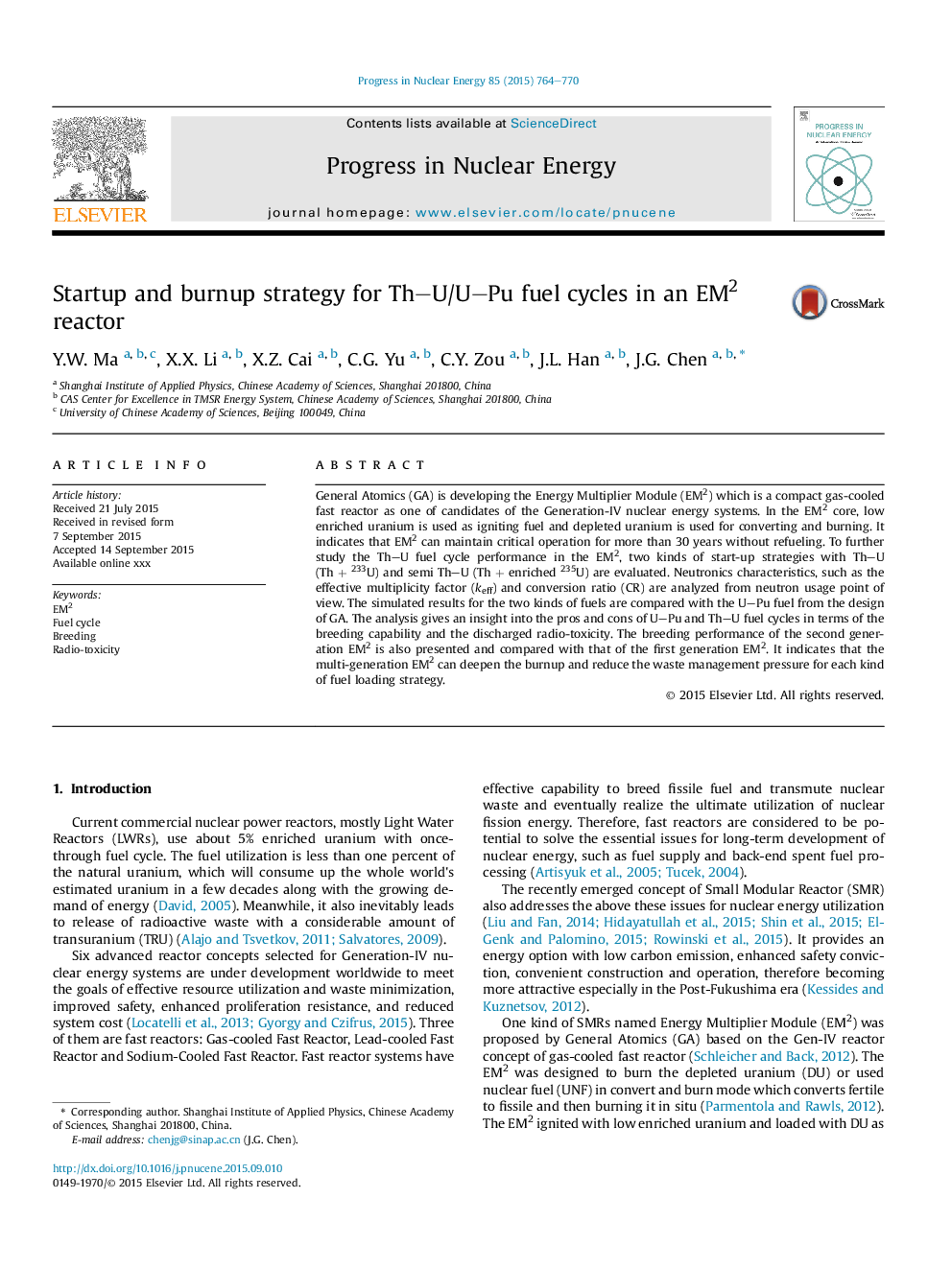 Startup and burnup strategy for Th-U/U-Pu fuel cycles in an EM2 reactor