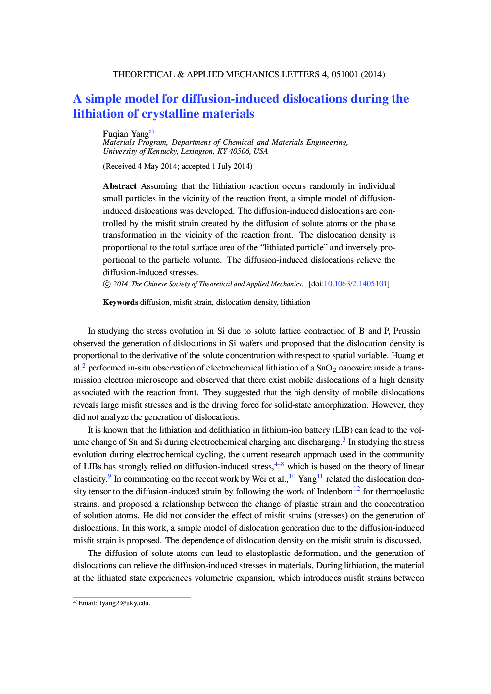 A simple model for diffusion-induced dislocations during the lithiation of crystalline materials