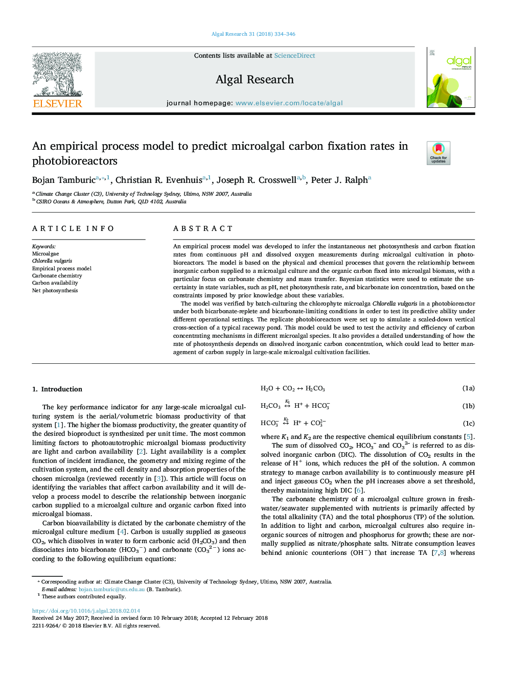 An empirical process model to predict microalgal carbon fixation rates in photobioreactors