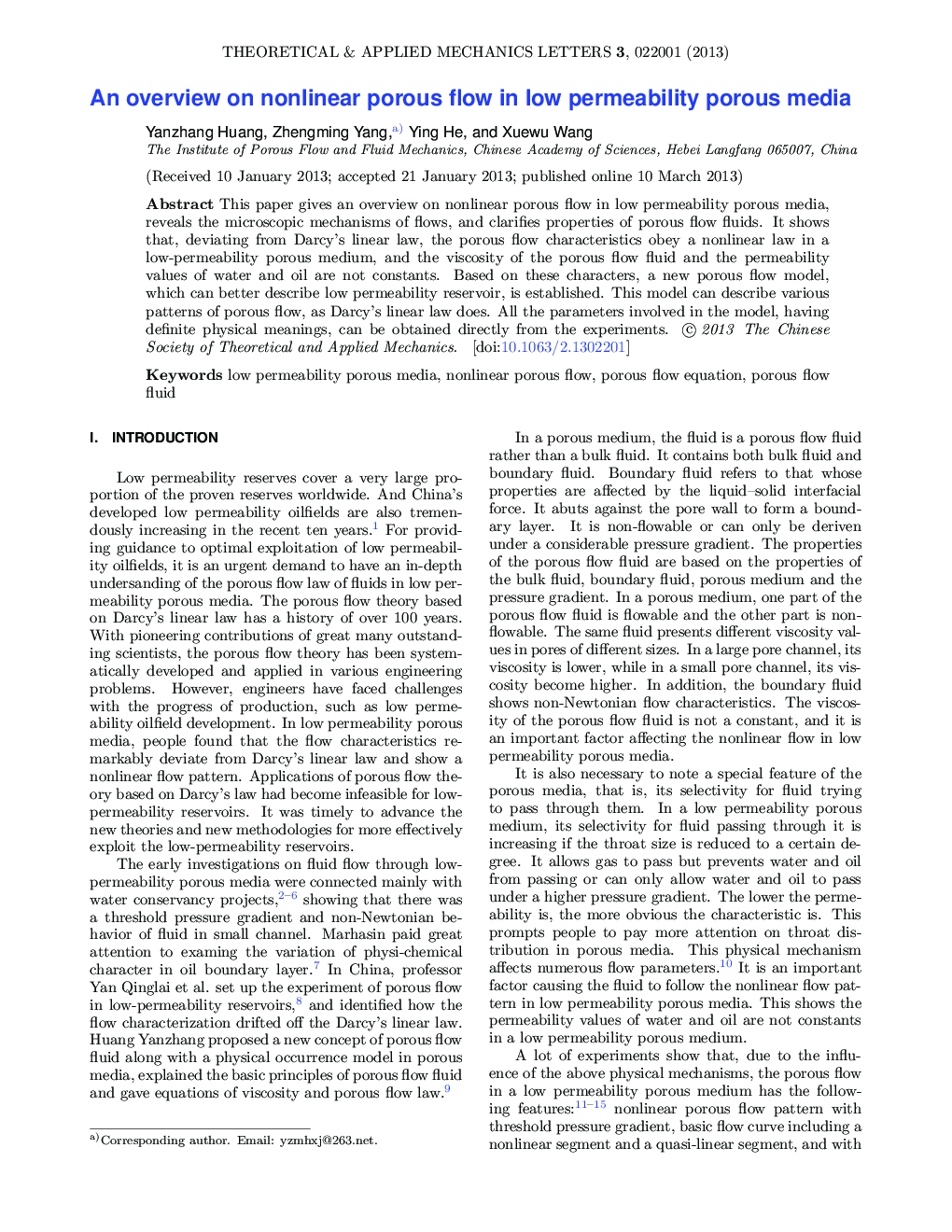 An overview on nonlinear porous flow in low permeability porous media