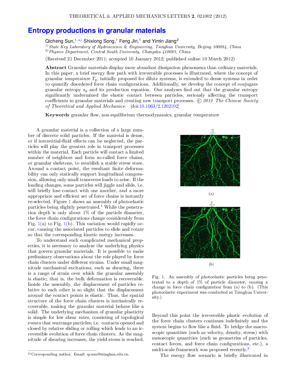 عکس صفحه اول مقاله: Entropy productions in granular materials Entropy productions in granular materials