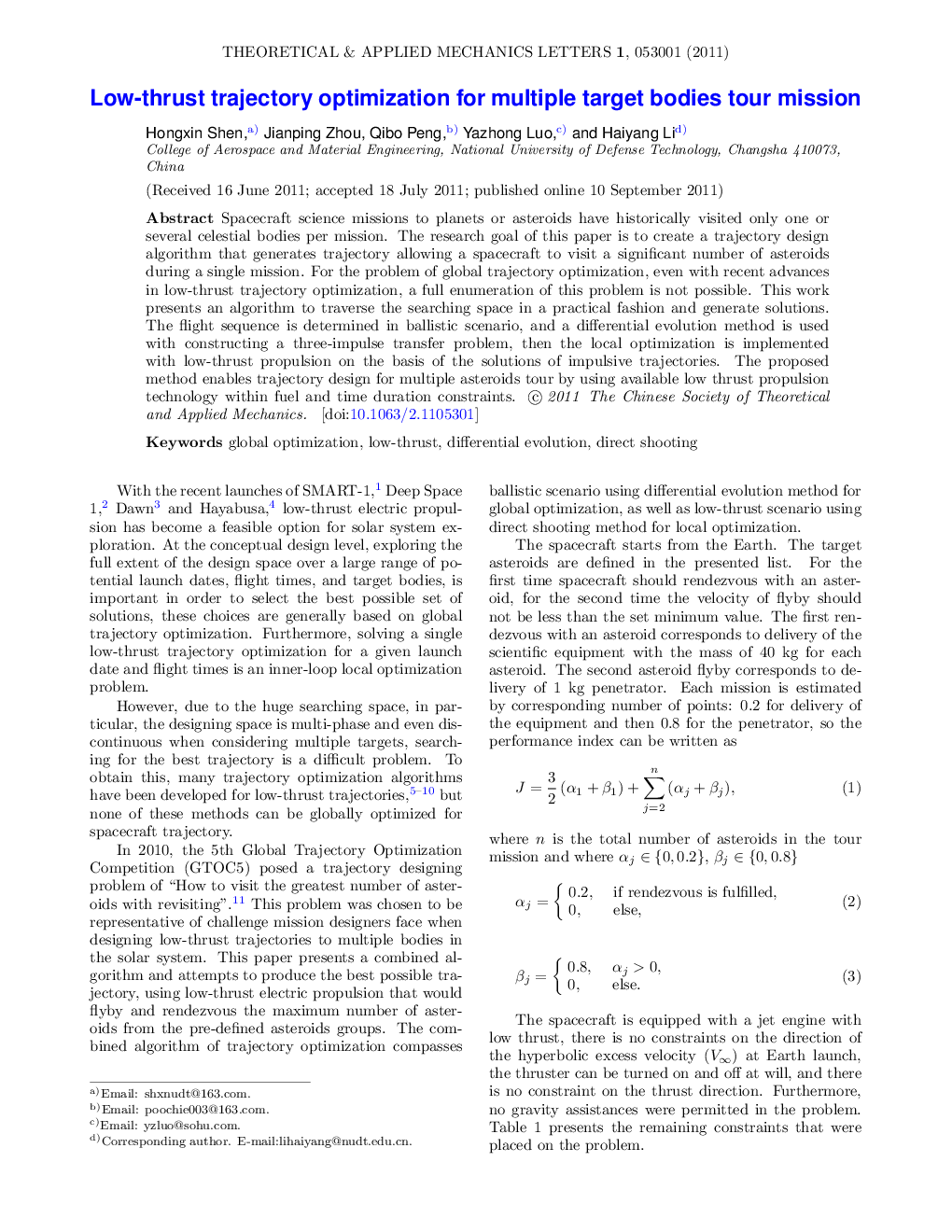 Low-thrust trajectory optimization for multiple target bodies tour mission