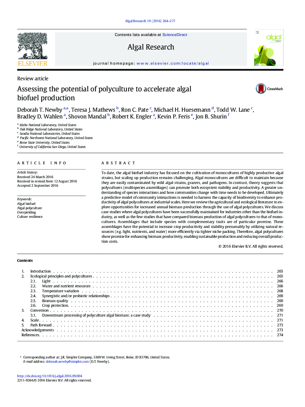 Assessing the potential of polyculture to accelerate algal biofuel production