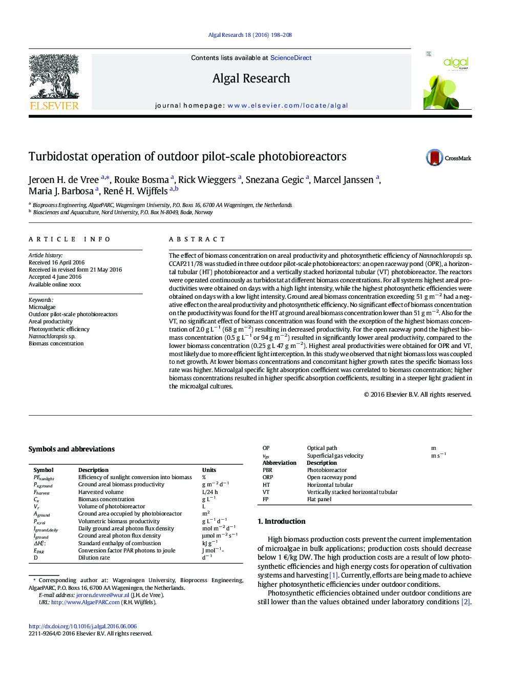 Turbidostat operation of outdoor pilot-scale photobioreactors