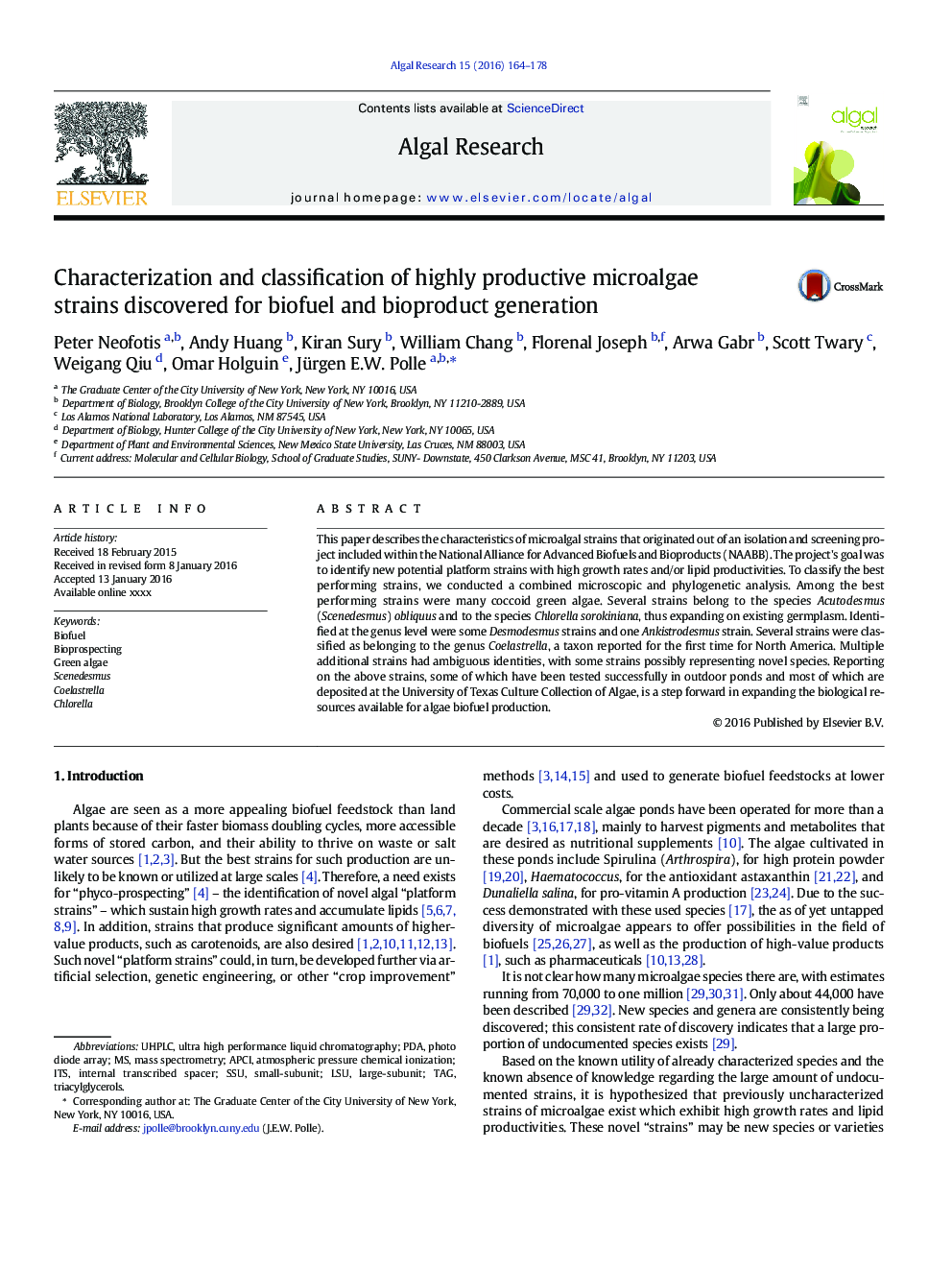 Characterization and classification of highly productive microalgae strains discovered for biofuel and bioproduct generation