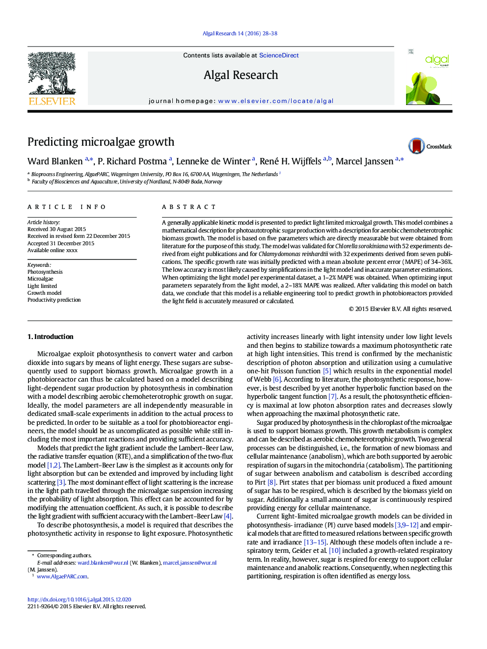 Predicting microalgae growth