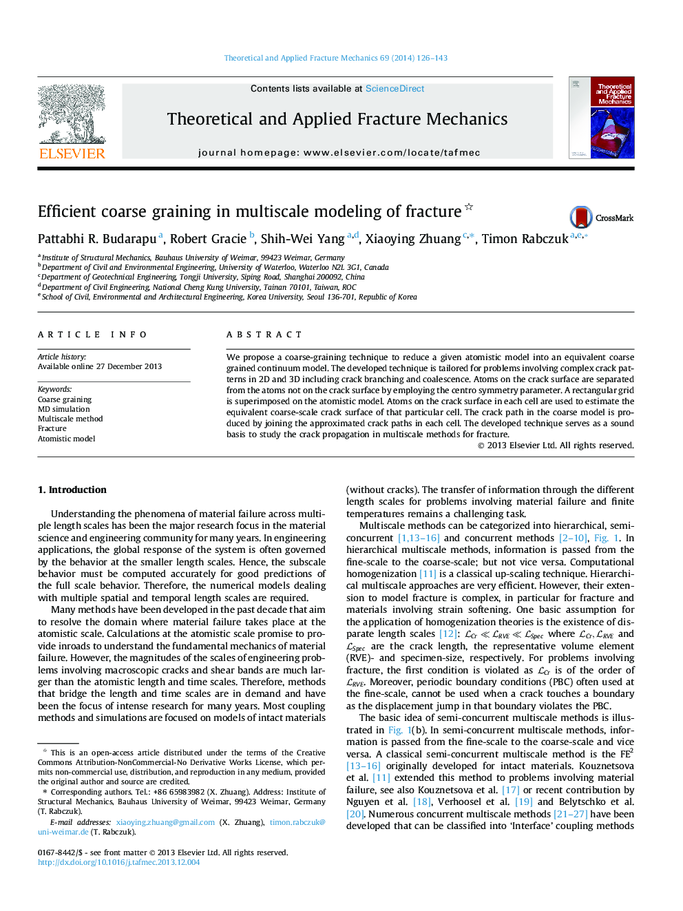 Efficient coarse graining in multiscale modeling of fracture 