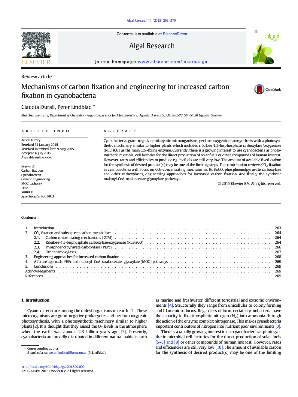 Mechanisms of carbon fixation and engineering for increased carbon fixation in cyanobacteria