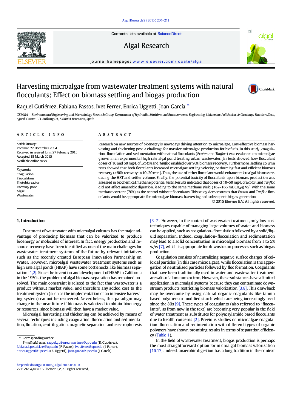 Harvesting microalgae from wastewater treatment systems with natural flocculants: Effect on biomass settling and biogas production