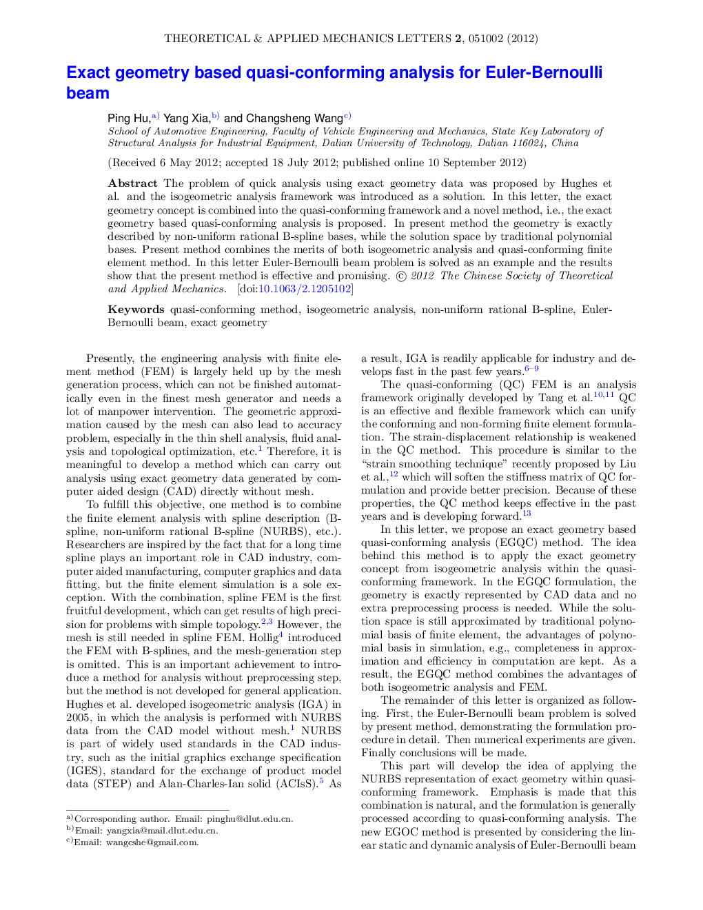 Exact geometry based quasi-conforming analysis for Euler-Bernoulli beam