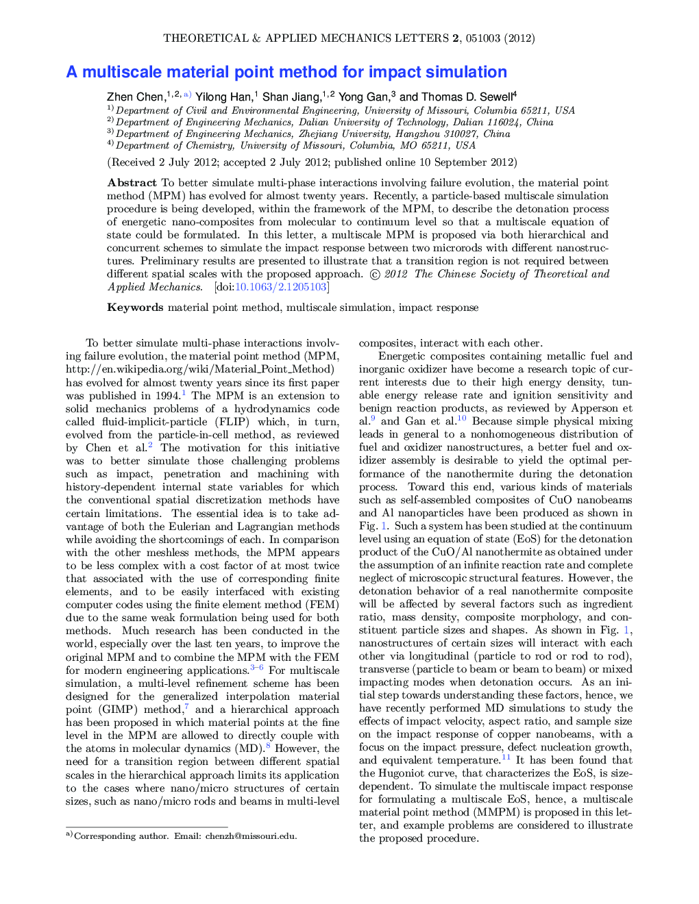 A multiscale material point method for impact simulation