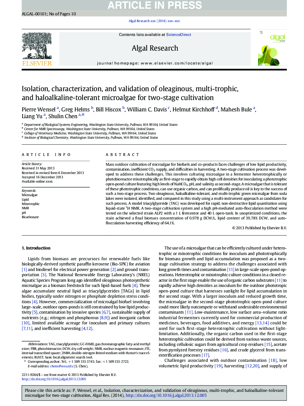 Isolation, characterization, and validation of oleaginous, multi-trophic, and haloalkaline-tolerant microalgae for two-stage cultivation