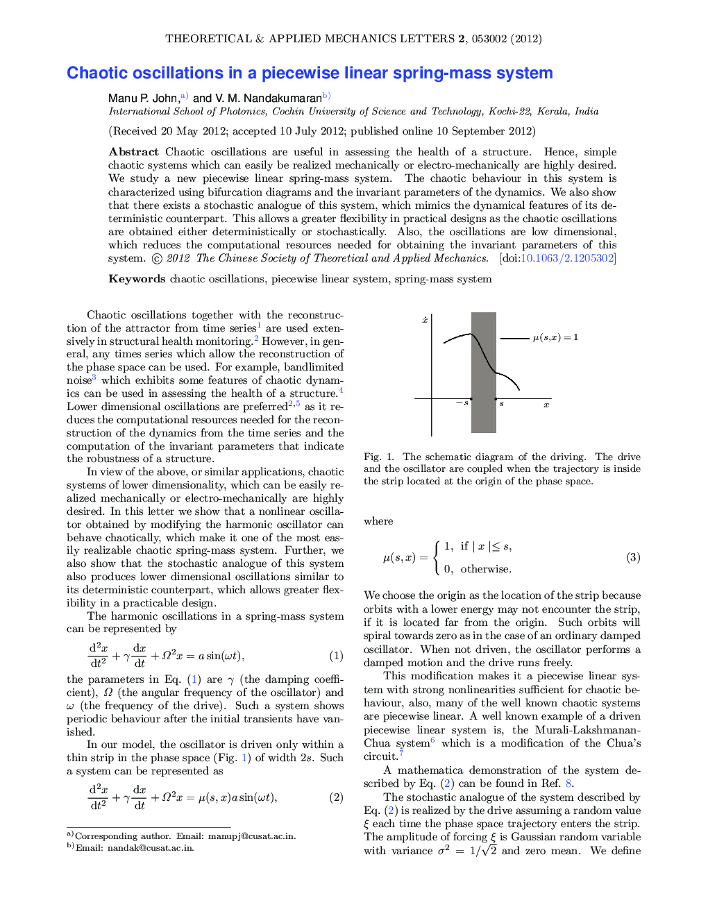 Chaotic oscillations in a piecewise linear spring-mass system