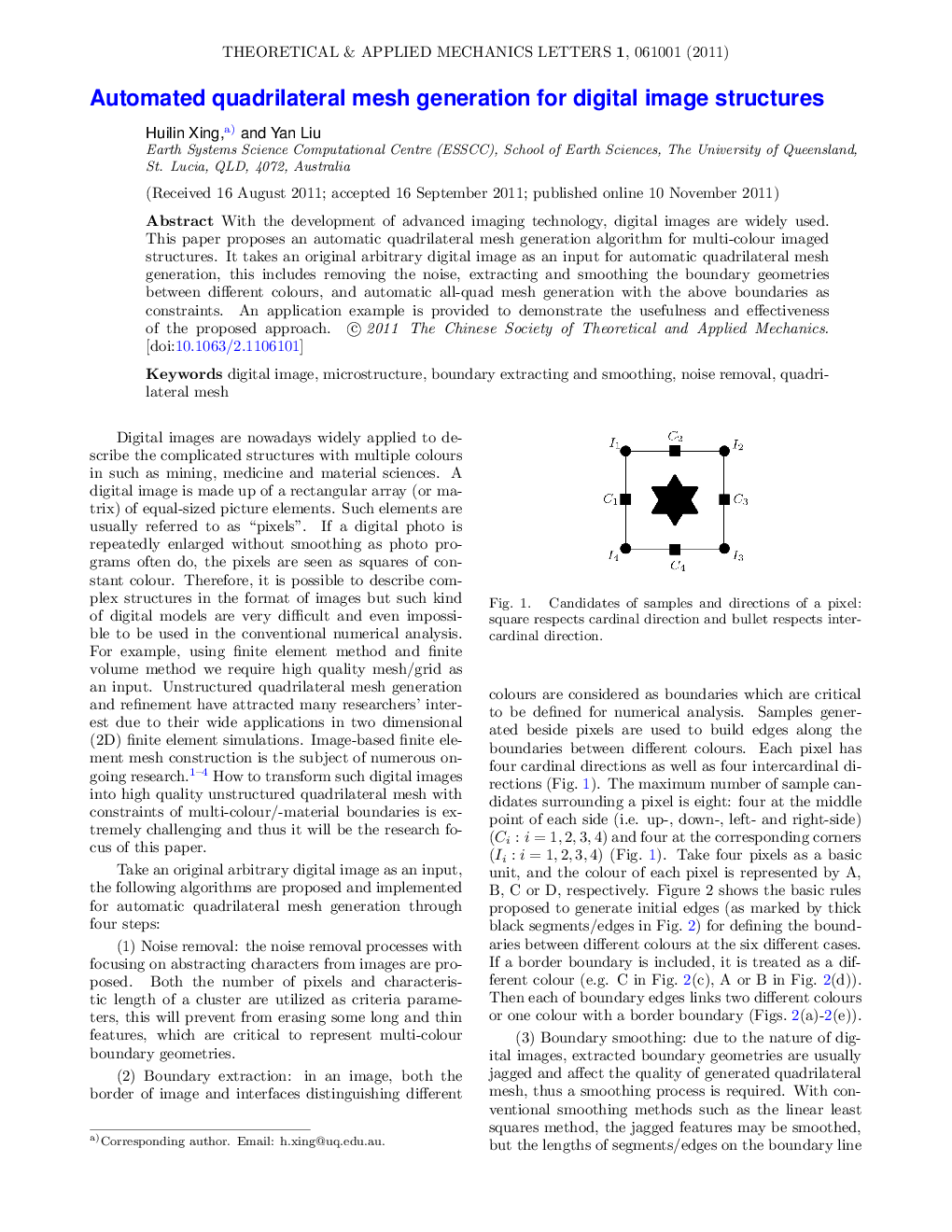 Automated quadrilateral mesh generation for digital image structures