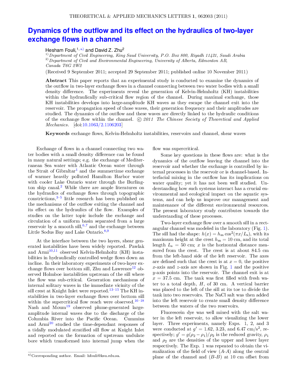 Dynamics of the outflow and its effect on the hydraulics of two-layer exchange flows in a channel