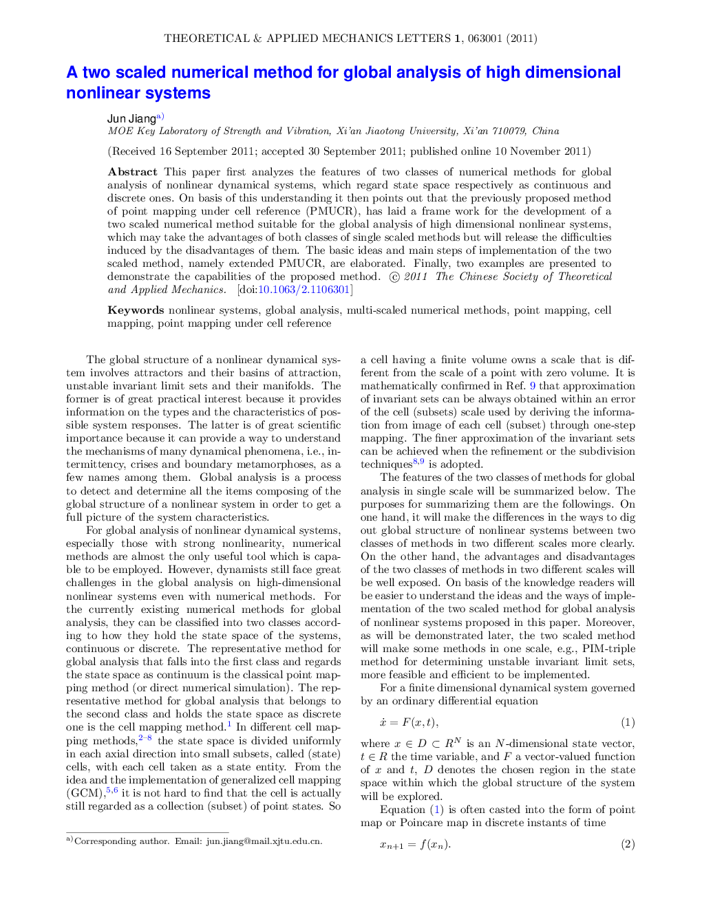 A two scaled numerical method for global analysis of high dimensional nonlinear systems