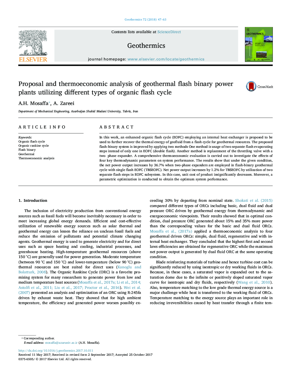 Proposal and thermoeconomic analysis of geothermal flash binary power plants utilizing different types of organic flash cycle