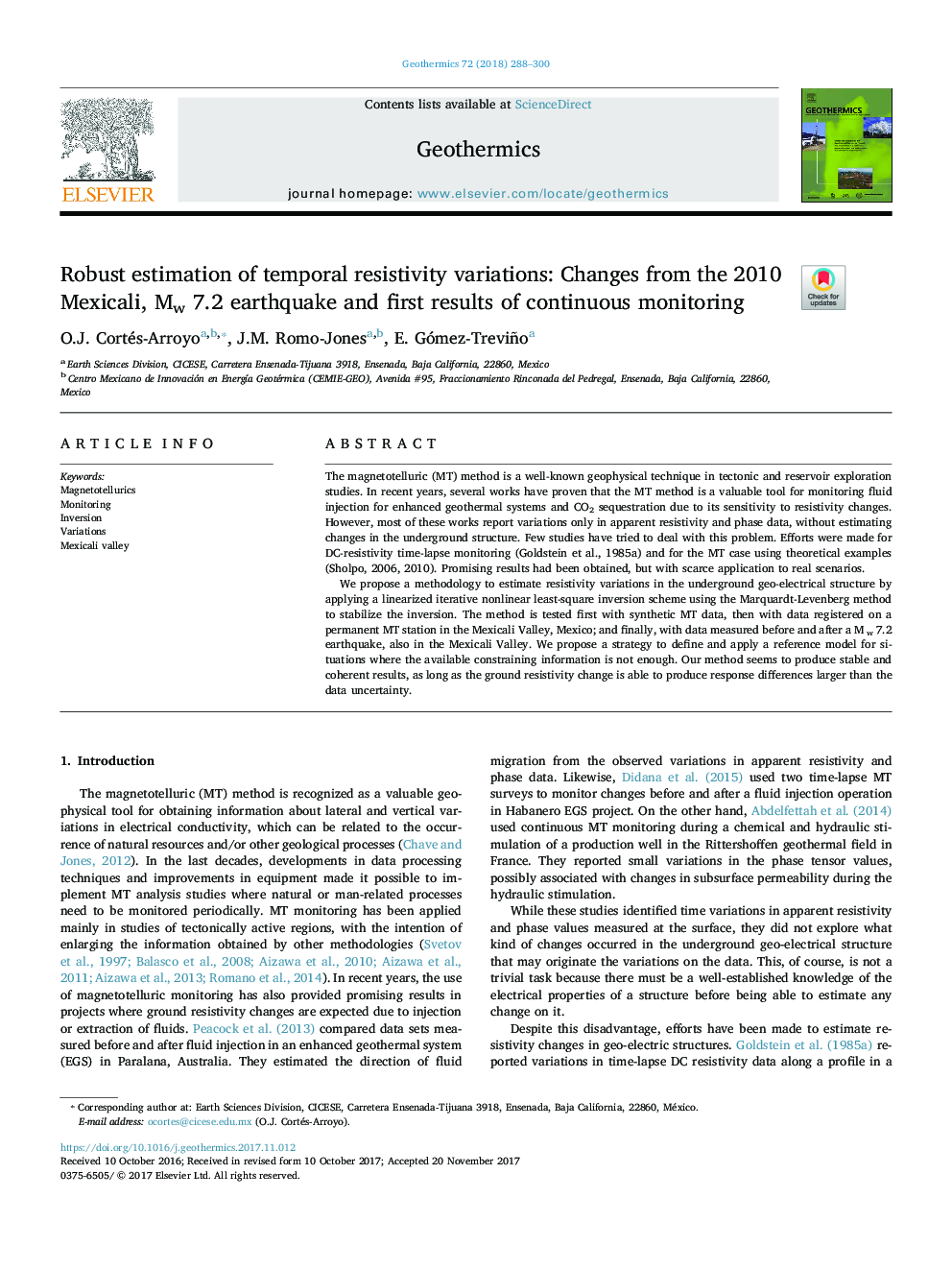 Robust estimation of temporal resistivity variations: Changes from the 2010 Mexicali, Mw 7.2 earthquake and first results of continuous monitoring