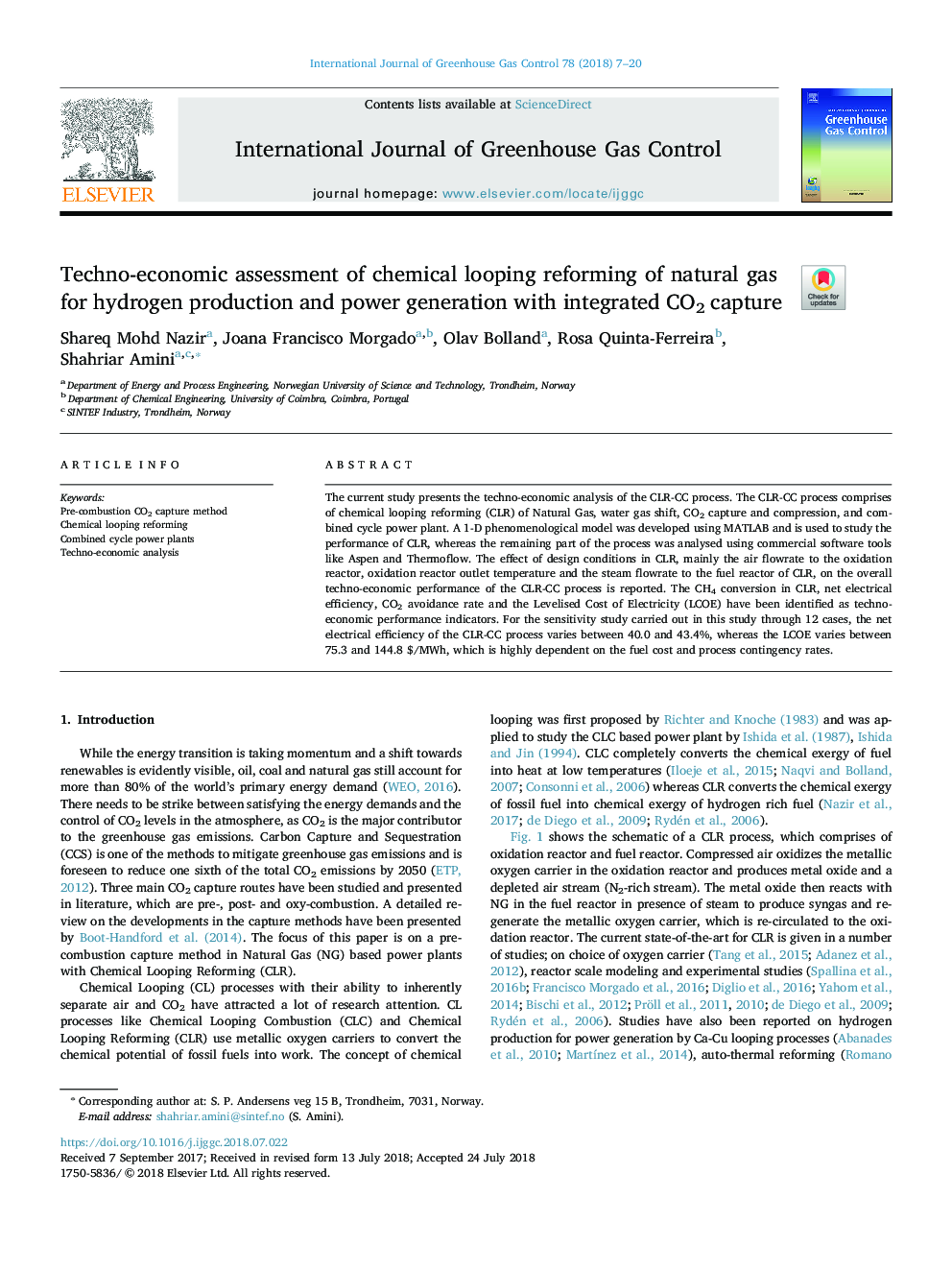 Techno-economic assessment of chemical looping reforming of natural gas for hydrogen production and power generation with integrated CO2 capture